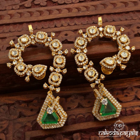 Emerald Drop Moissanite Earcuff (Ge11295)