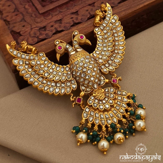 White Gandaberunda Kundan Pendant (Gp2394)