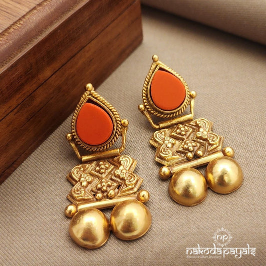 Coral Blush Fame Earrings (Ge9753)