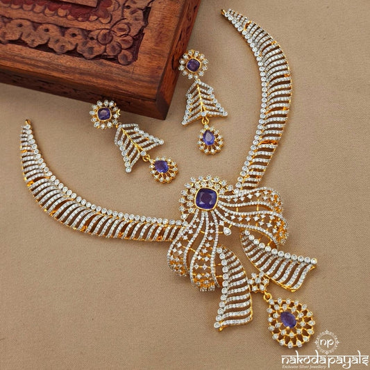 Stunning Amethyst Drop Neckpiece With Earrings (Gn10797)