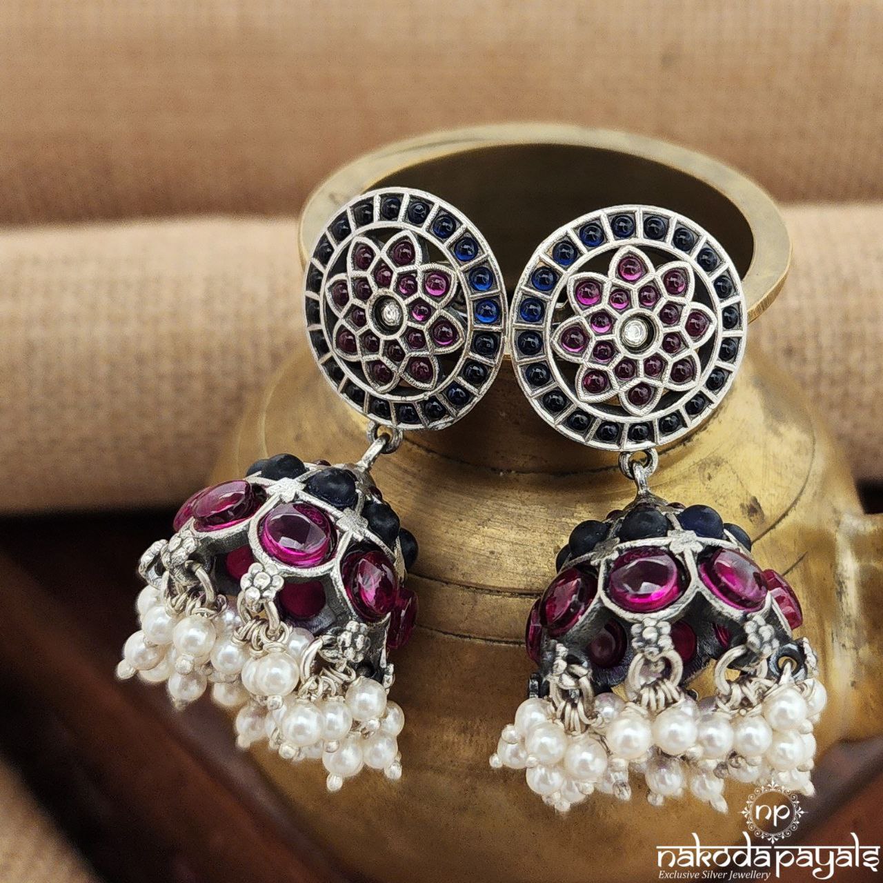 Circular Pearled Drop Jhumka (J1242)