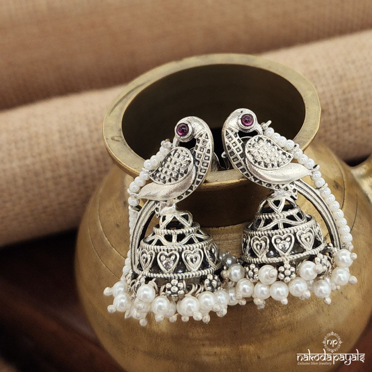 Pearled Peacock Jhumka (J1241)