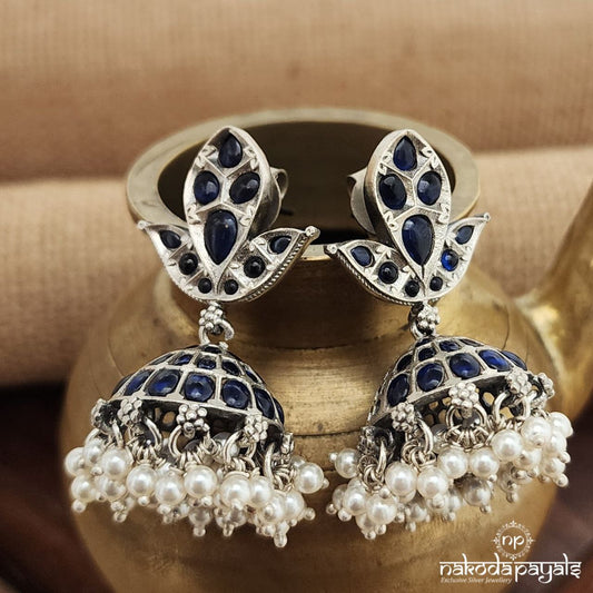 Lotus Designed Blue Jhumka (J1306)
