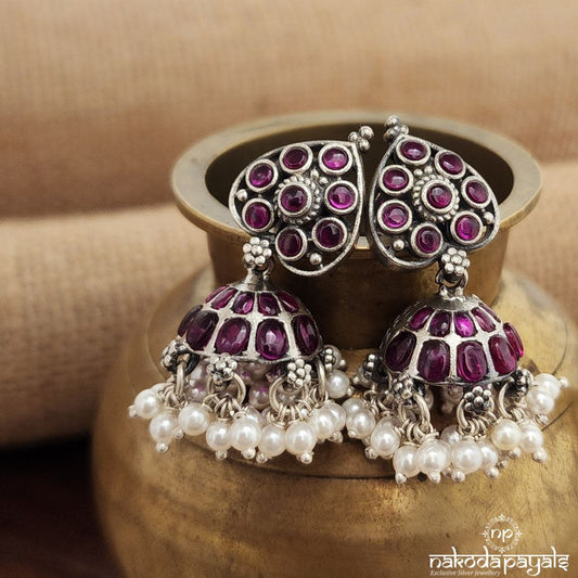 Pink Pearled Drop Jhumka (J1305)