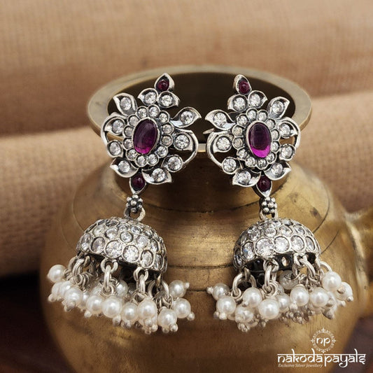 White Pearled Drop Jhumka (J1289)