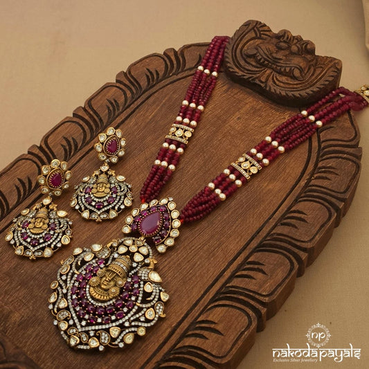 Pink Venkateshwar Neckpiece With Earrings (Gn11125)