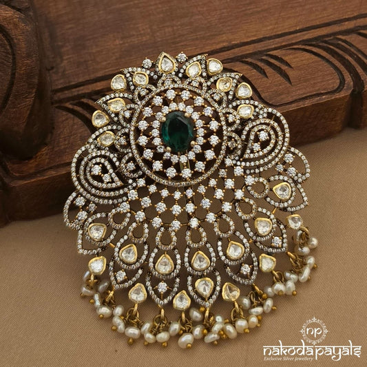 Green Floral CZ Drop Pendant (Gp2730)