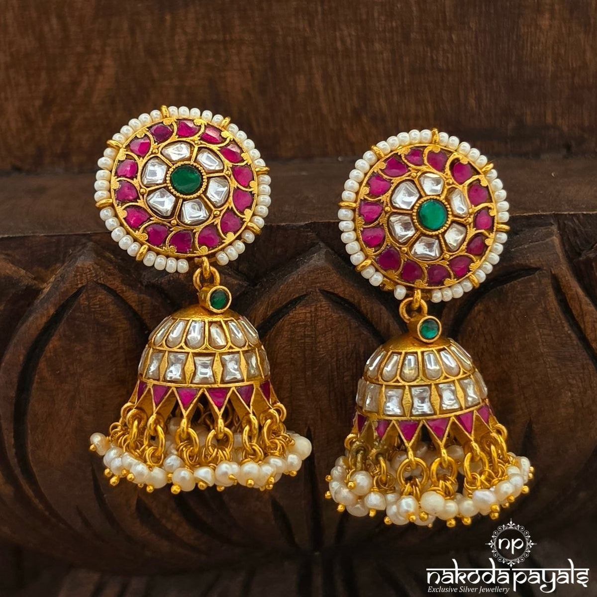 Pretty Floral Kundan Jhumka (Ge11616)