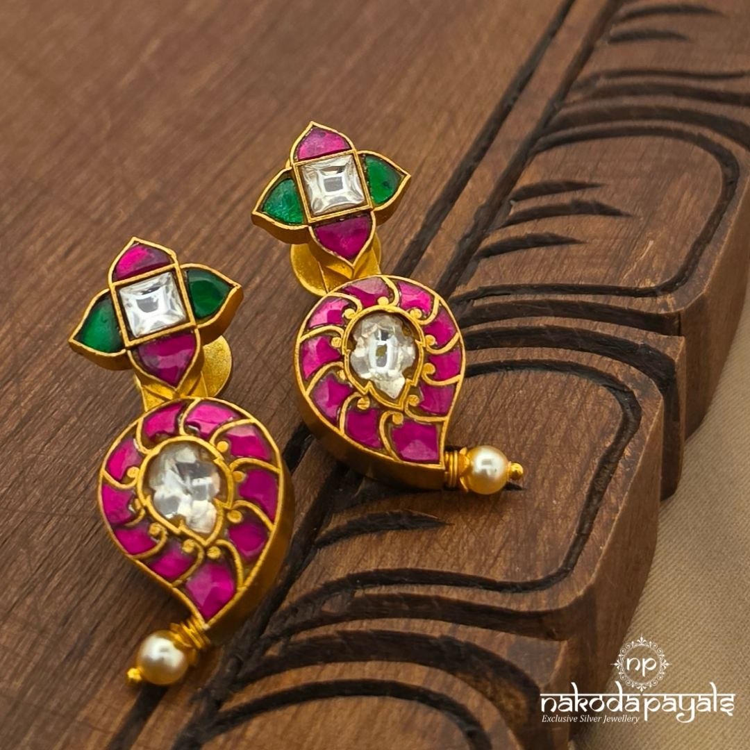 Reversible Kundan Mango Earrings (Ge11630)