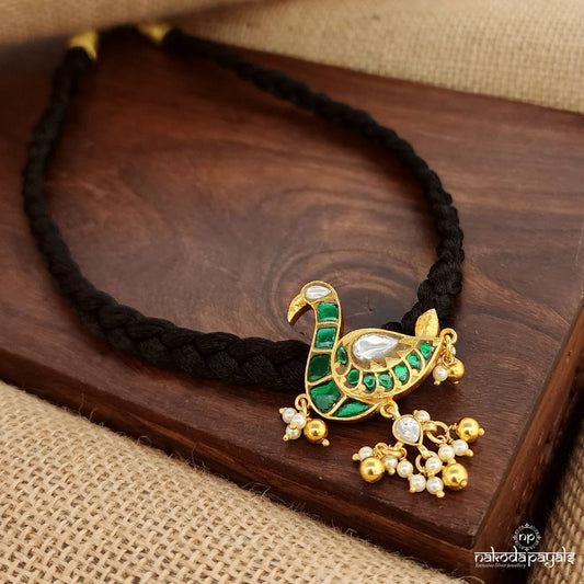 Green Birdie Kundan Thread Neckpiece (Gn9091)