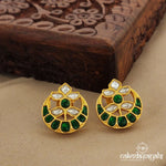 Green Flower Moon Kundan Studs (Ge7699)