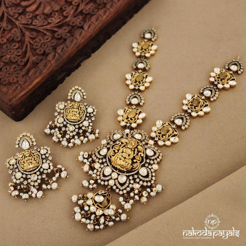 Mahalakshmi Moissanite Neckpiece With Earrings (Gn7161)