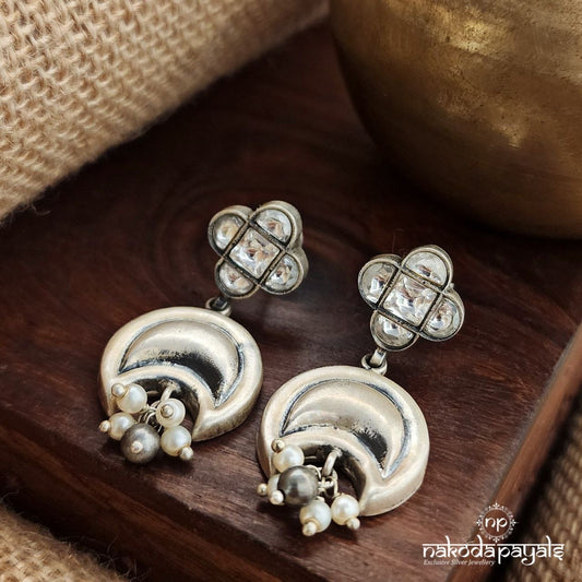 White Moon Pearl Drops Kundan Earrings (C3582)