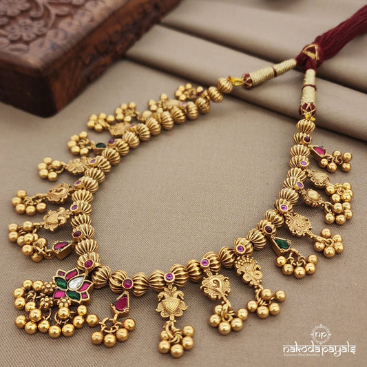 Lotus Ball Drops Kundan Neckpiece (Gn9122)