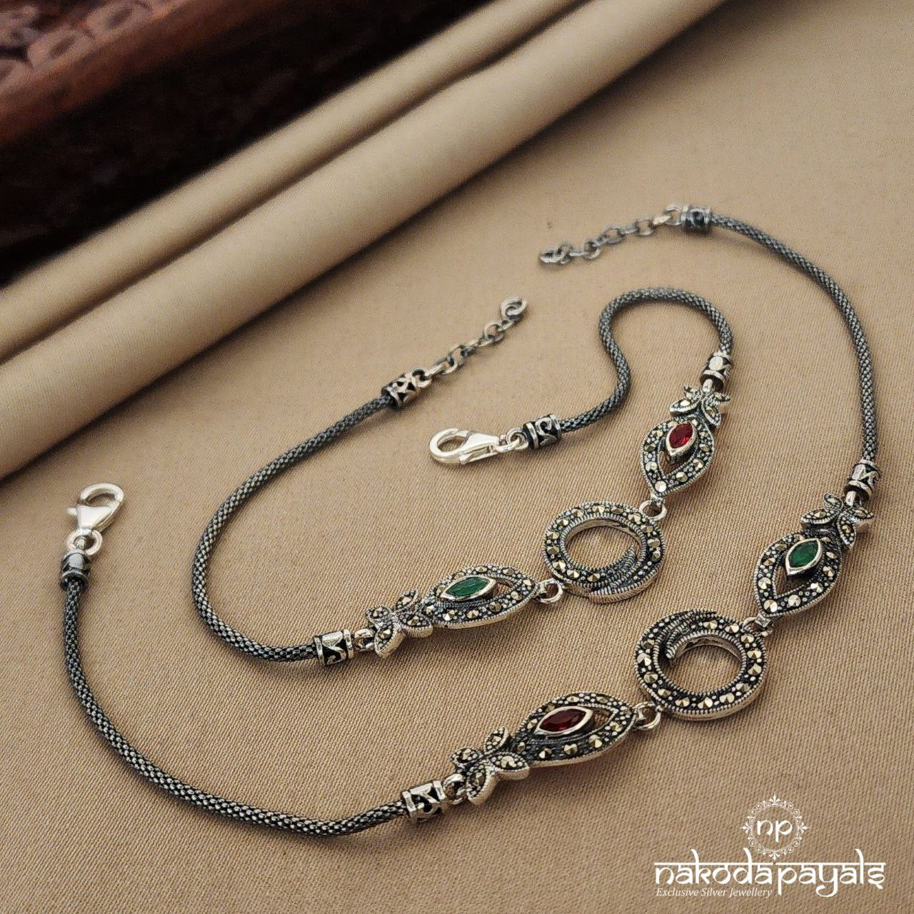 Charming Marcasite Twig Anklets (A5226)