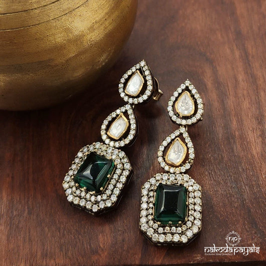 Green Leafy Moissanite Earrings (Ge9622)