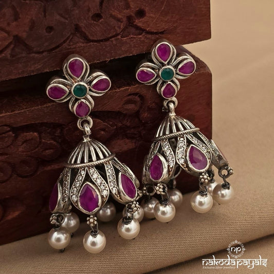 Alluring Pink Floral Jhumka (J1706)