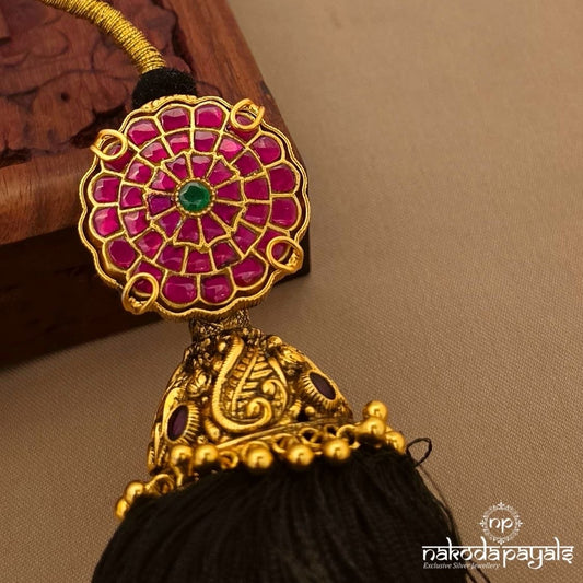 Pink Floral Jade Kuchu Hair Accessory (Ha0145)