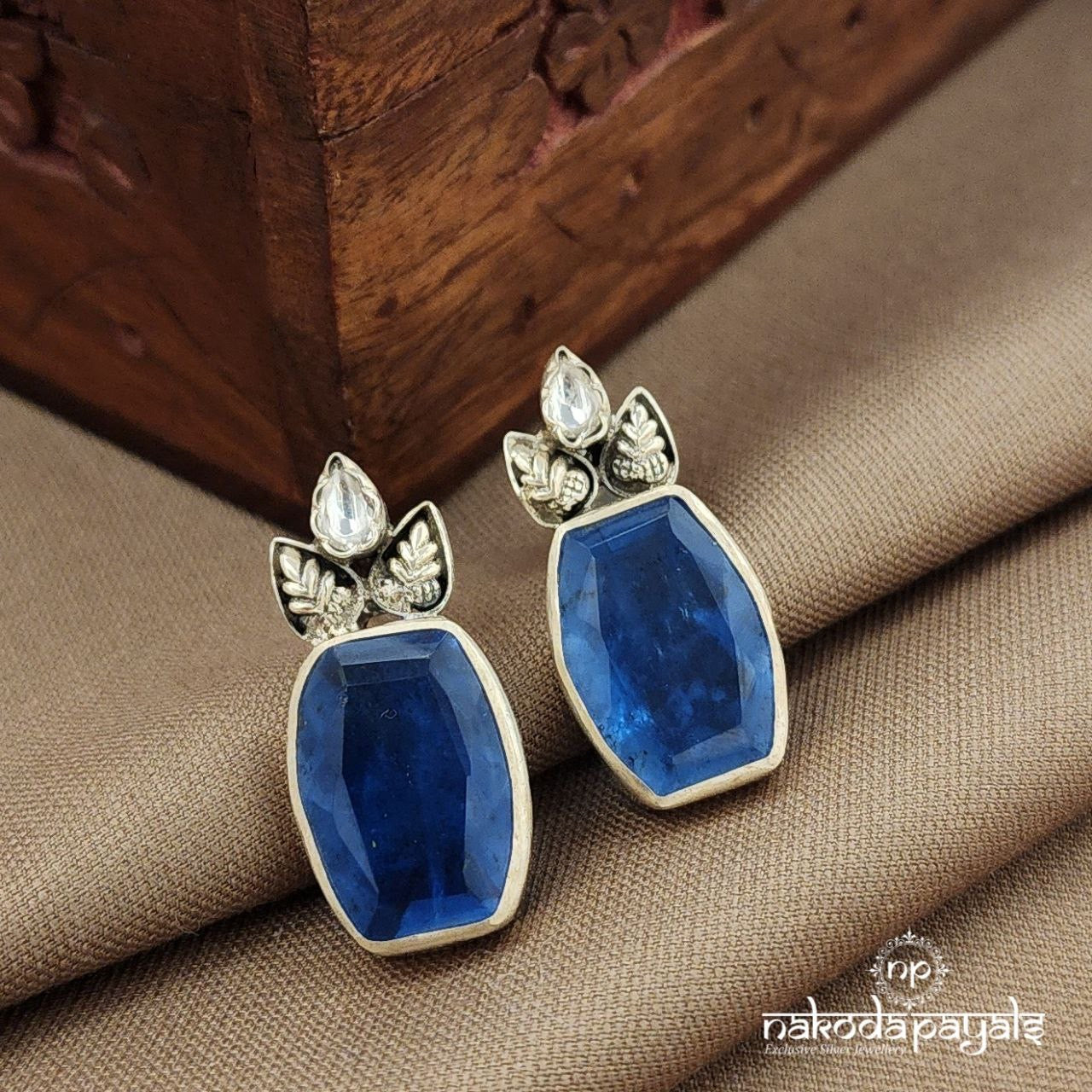 Rectangular Blue Studs (S3877)