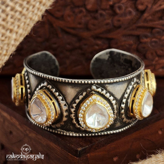 Grand Sparkling Moissanite Dual Tone Adjustable Kada (K6025)