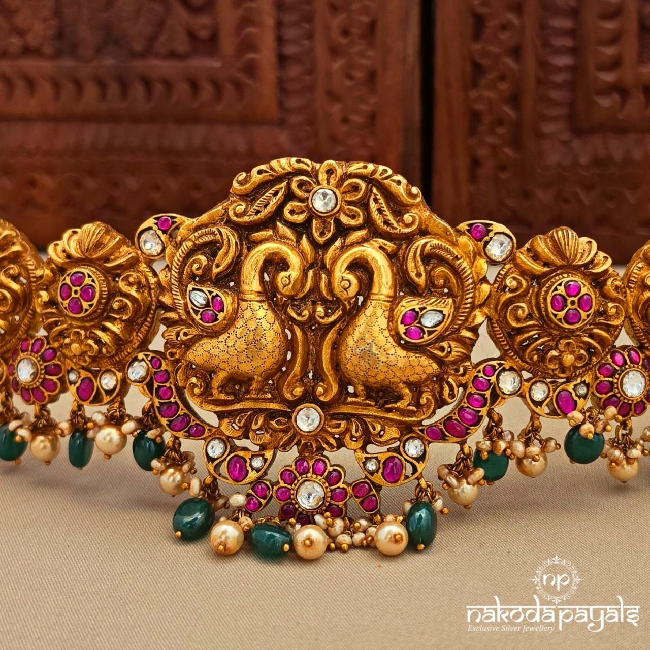 Twin Peacock Kundan Waistbelt (D0279)
