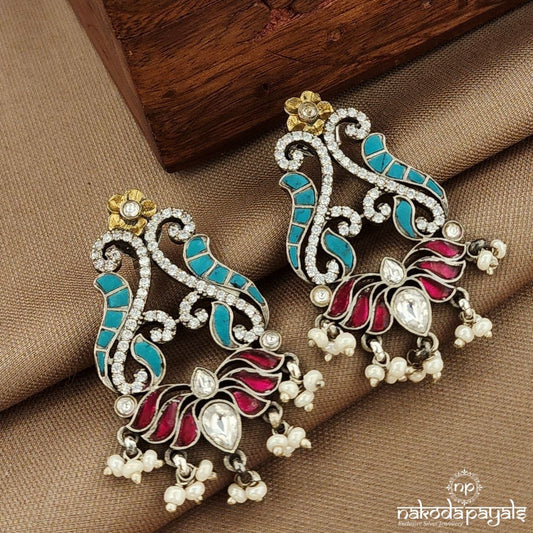 Turquoise Pearl Drops Earrings (C3813)