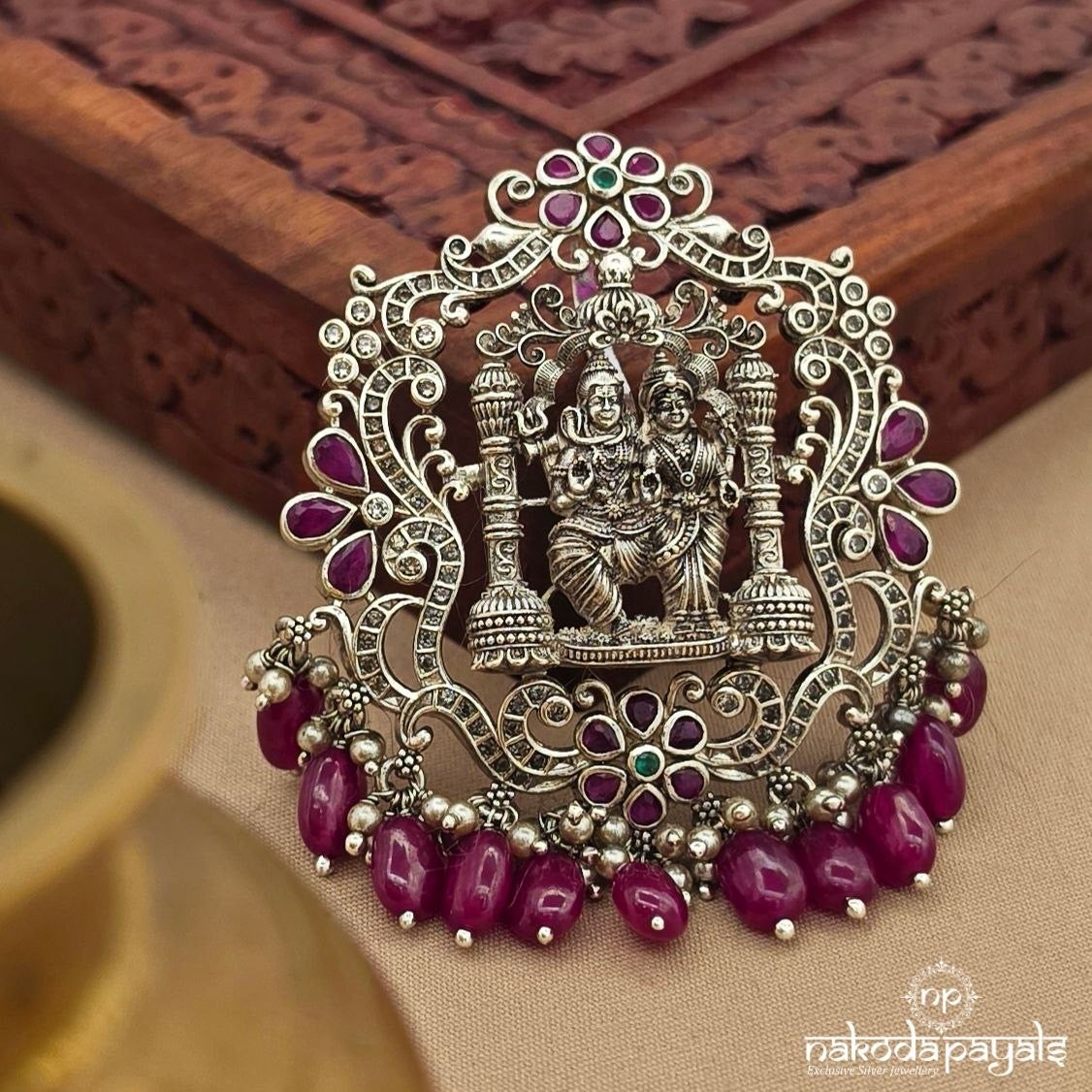 Shiv–Parvati pink Pearl Pendant (P2610)