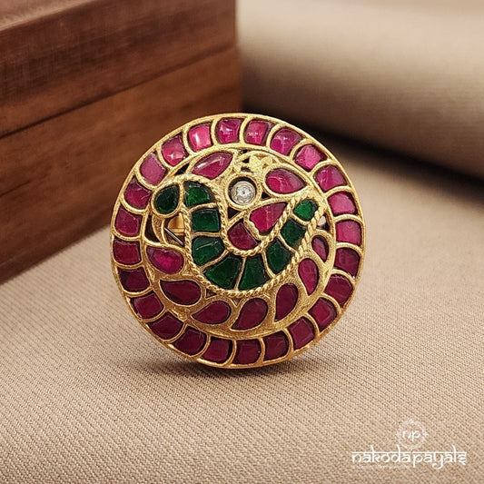 Green Peacock Finger Ring (F2847)