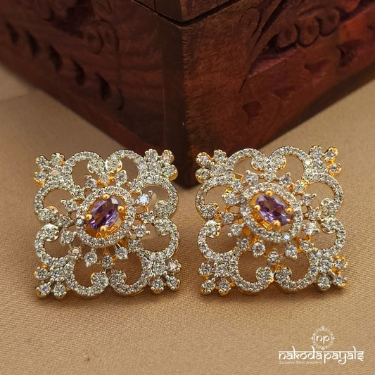 Amethyst Square Studs (Ge10766)