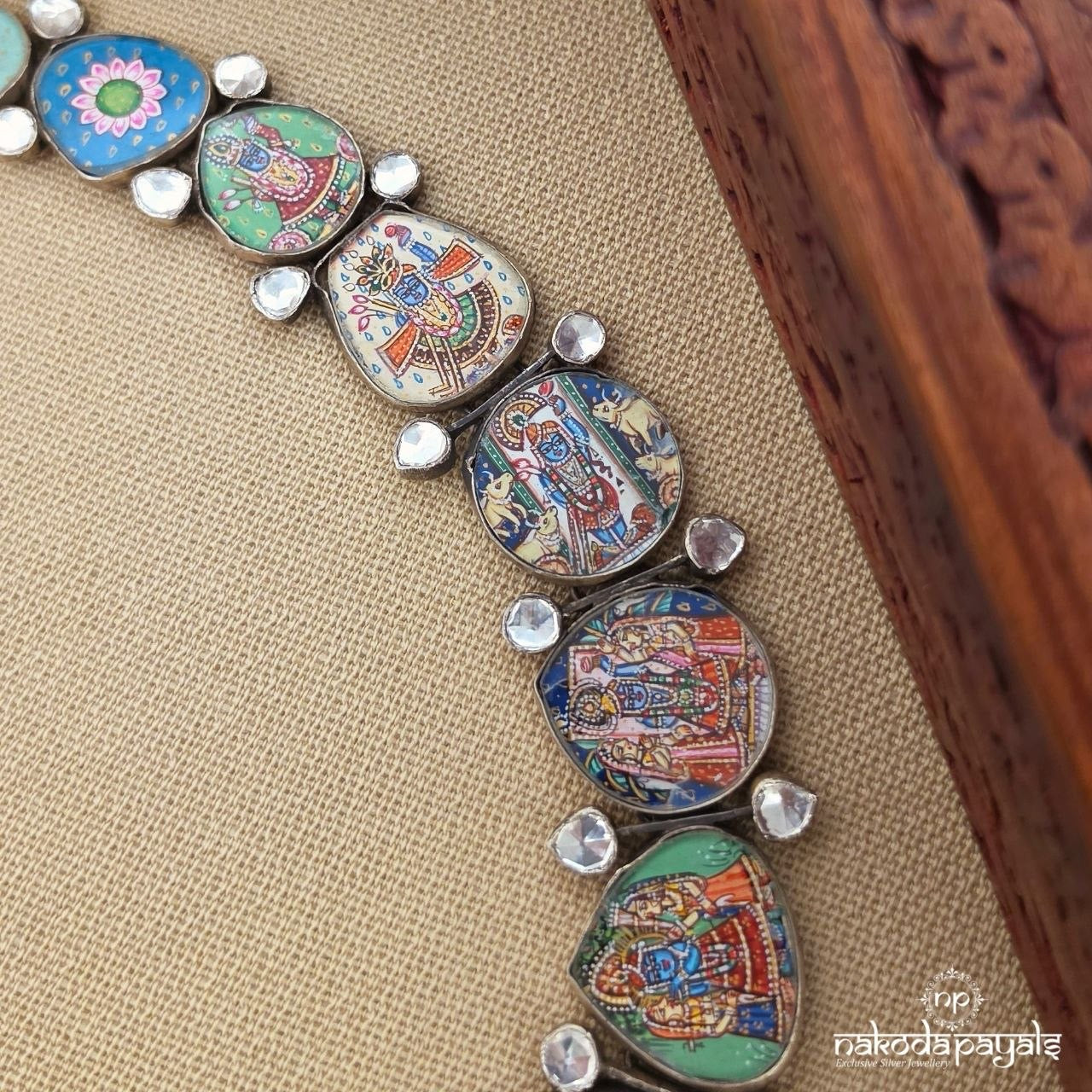 Shri Ram Hand Painted Meckoiece With Earrings (N11974)