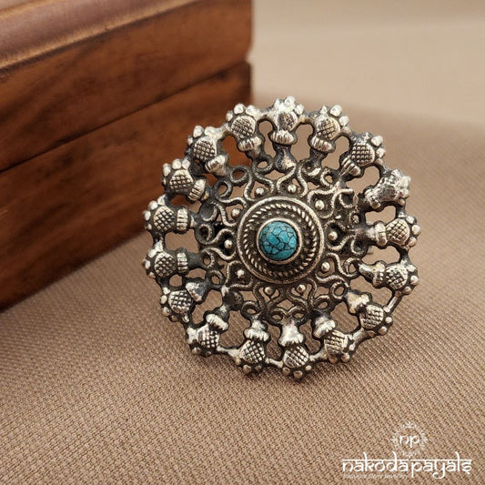 Turquoise Floral Finger Ring (F2799)