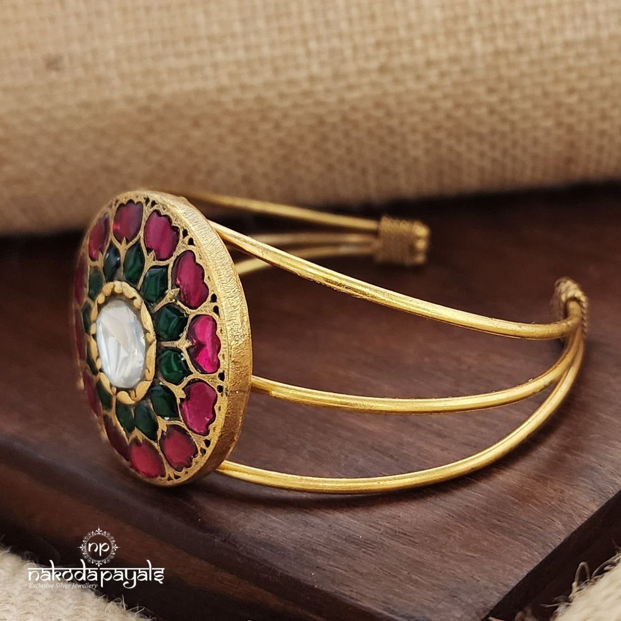Multicoloured Kundan Adjustable Kada (Gk3168))