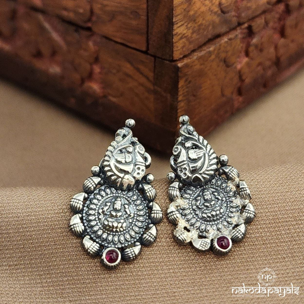 Peacock Lakshmi Coin Studs (S3779)