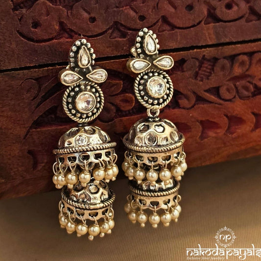 Pearl Drop Oxidised Jhumka (J1812)