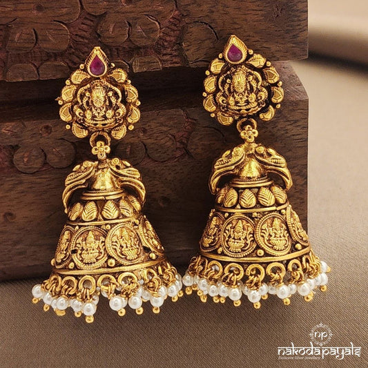 Coined Pearl Drops Jhumka (Ge9736)