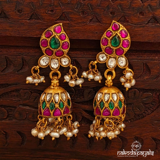 Mango Pearl Kundan Jhumka (Ge10961)
