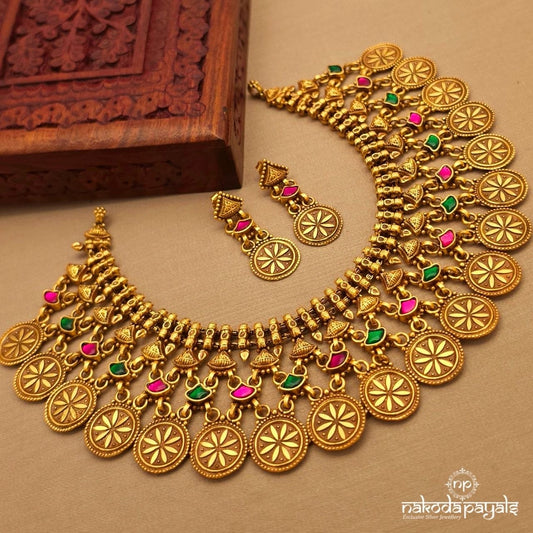 Elegant Coined Neckpiece With Earrings (Gn10321)