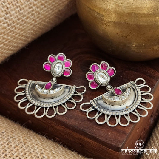 Pink Floral Kundan Chandbali (C3567)