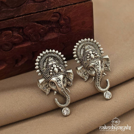 Cute White Ganesha Studs (S4101)