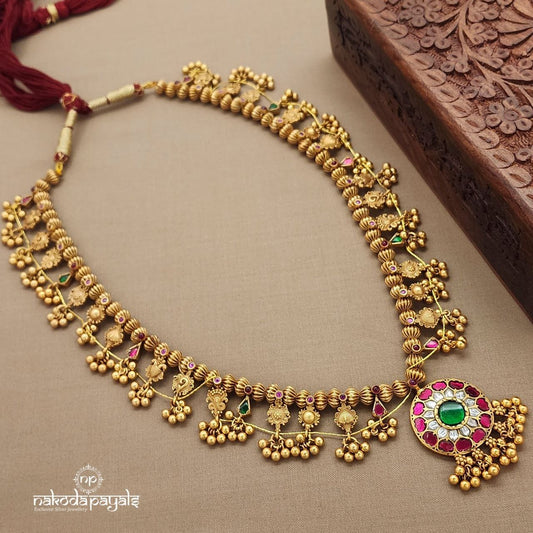 Pink Floral Saaj Kundan Neckpiece (Gn9234)
