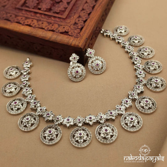 Stunning Floral Neckpiece With Earrings (N12050)