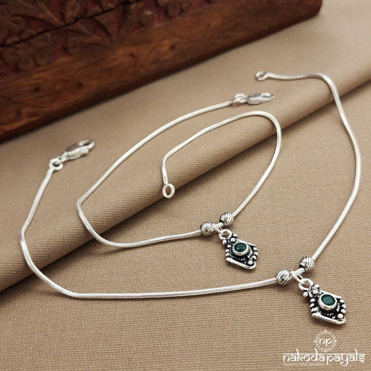 Green Leaf Drop Anklets (A6766)
