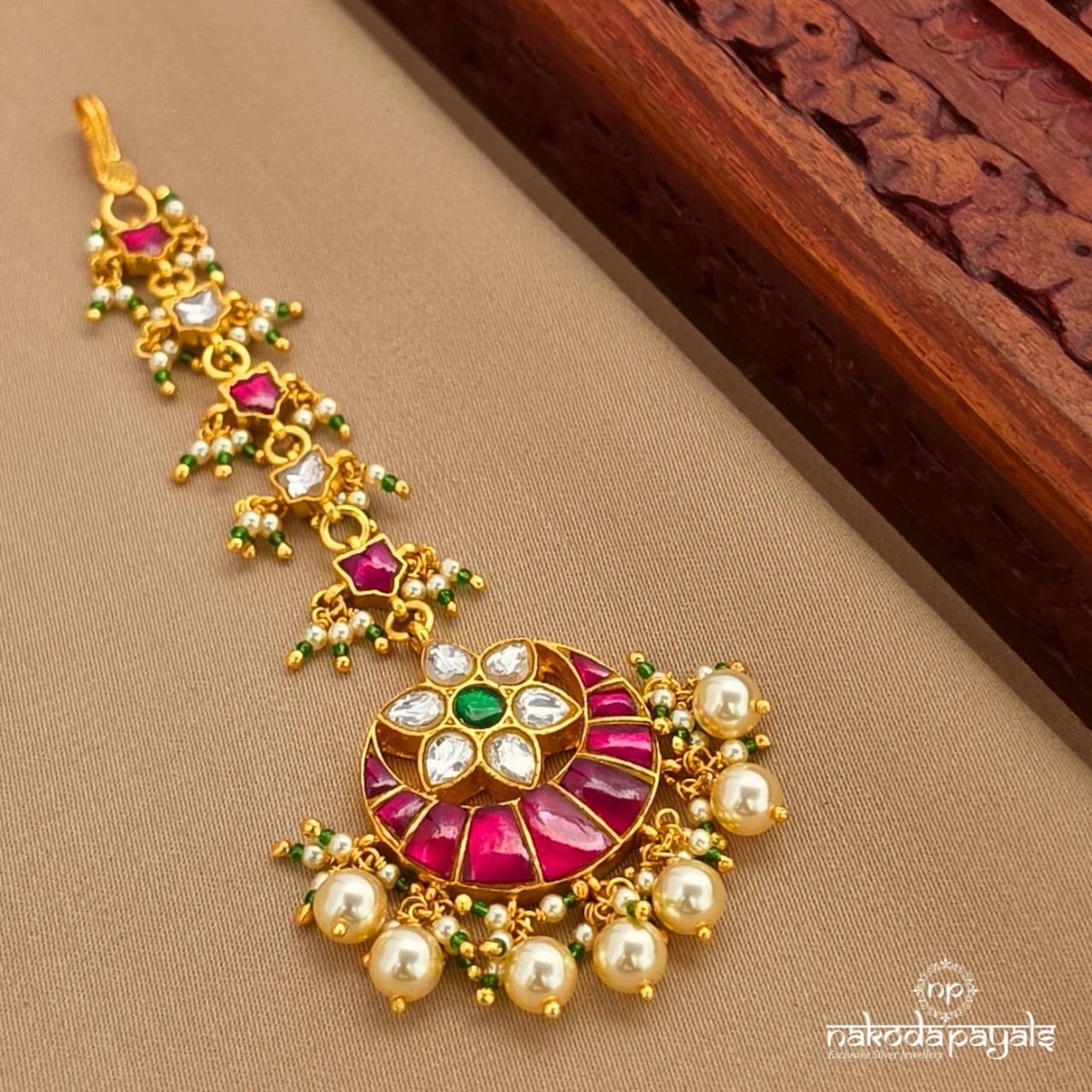 Pearly Pink Kundan Maang Tika (Gm1201)