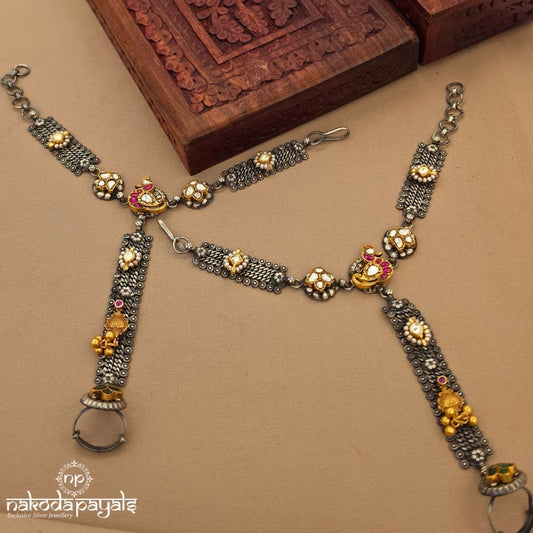 Pink Birdie Kundan Hath Phool (Esa223)