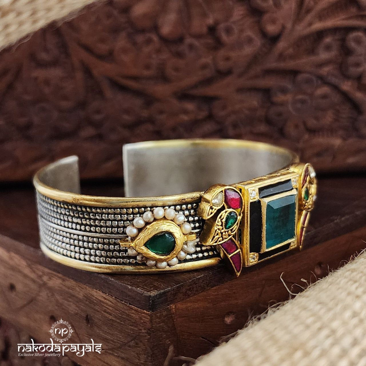 Emerald Square Dual Tone Adjustable Kada (K6014)
