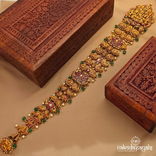 Floral Green Drops Kundan Jada Billa (Ha0125)