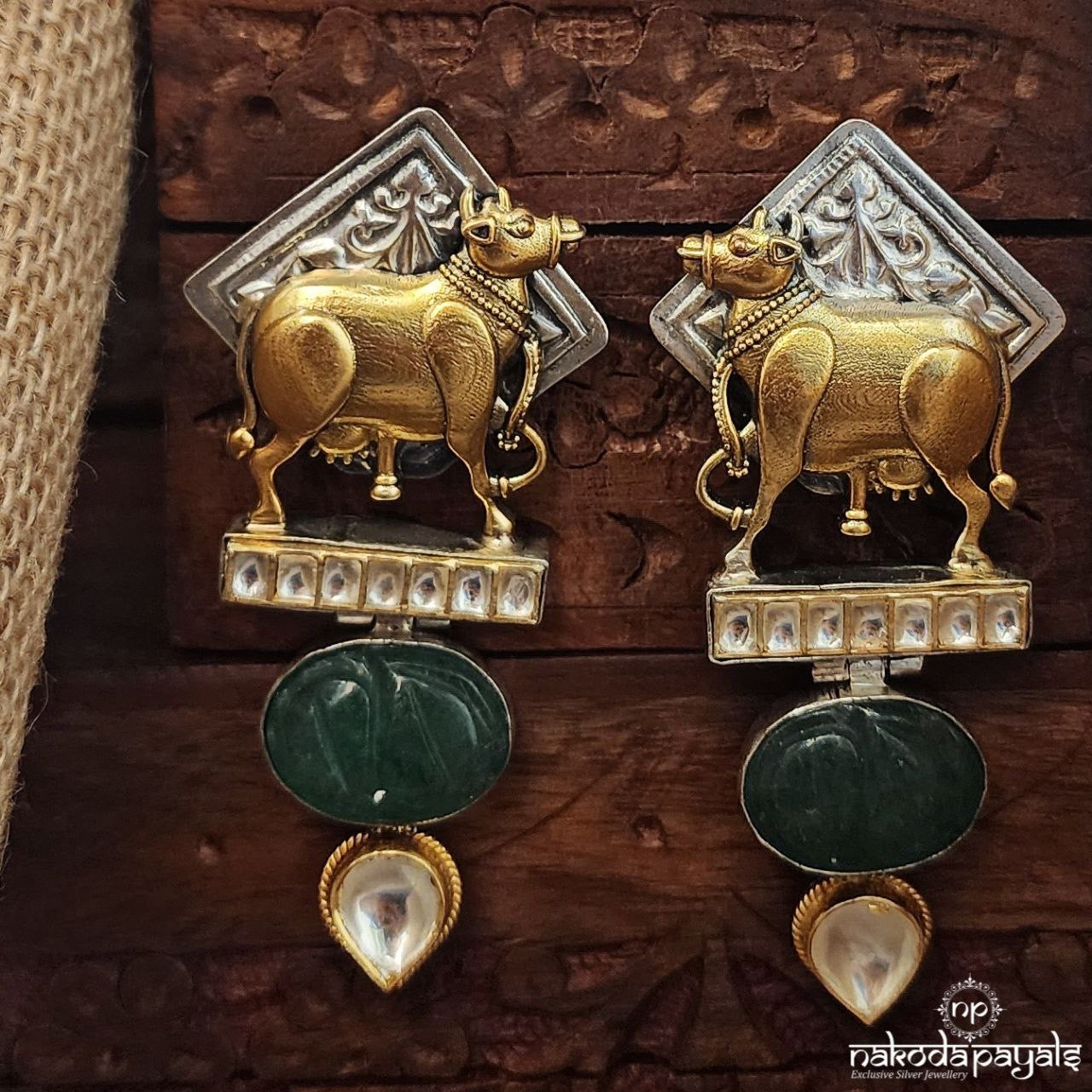 Cow Dual Tone Earrings (Dt1342)
