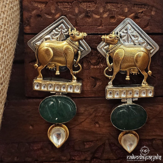 Cow Dual Tone Earrings (Dt1342)