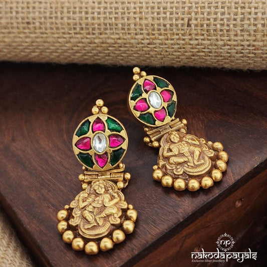 Traditional Pink Green Kundan Earrings (Ge9651)