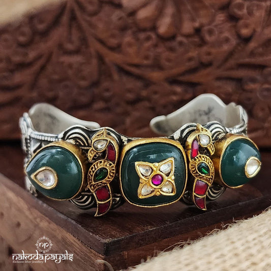 Twin Birdie Kundan Dual Tone Adjustable Kada (K6010)
